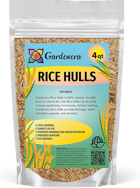Boost Your Garden's Sustainability with Gardenera Horticultural Grade Rice Hulls - Enhance Soil Structure and Microbial Activity - 4 QUARTS-VerdiqueGarden