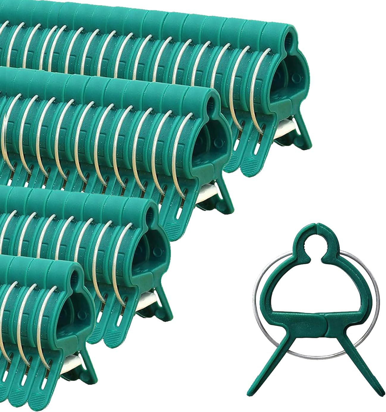 60 Garden Plant Clamps,Plant Support Clamps Hold Plant Stems,for Multi-Purpose Plants Rattan Clamps Rose,Sturdy Cucumber Orchid Clamps Plant Support Adjustable Clamps Green (Small 60Pcs)-VerdiqueGarden