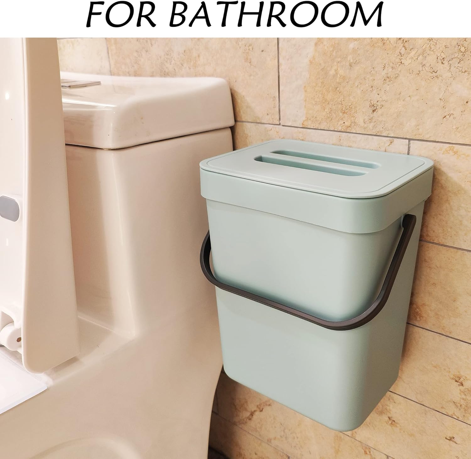 stonespace Compost Bin Indoor Kitchen Sealed, Mountable Compost Bucket, Hanging Food Waste Bin for Kitchen,1.3 Gallon/ 5L Blue-VerdiqueGarden