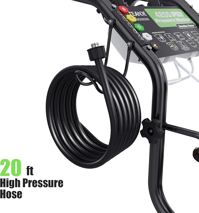 Gas Pressure Washer, 4200 PSI and 4.0 Max GPM Commercial Gas Power Washer, Spray Gun and Wand, 5 Nozzle Set, for Cars/Fences/Driveways/Homes/Patios/Furniture-VerdiqueGarden