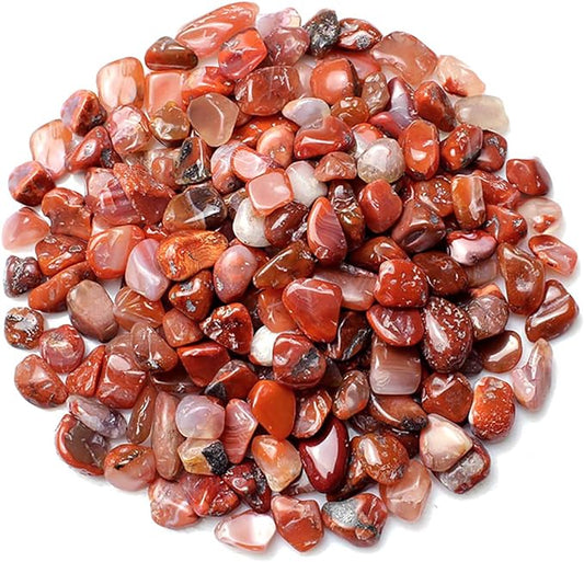 WAYBER Decorative Stones, 1 Lb/460g (Fill 0.9 Cup) Natural Red Agate Pebbles Irregular Crystal Rock Gravel for Aquarium Turtle Tank Decoration/Succulent Plant Landscape/Flowerpot Vase Ornament