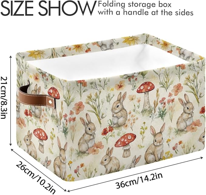 Easter Mushroom Rabbit Rectangular Storage Basket Organizer Bin Shelf Baskets For Clothes Gifts For Home Office Dorm-VerdiqueGarden