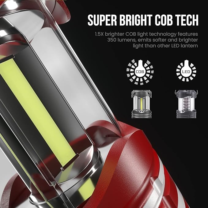 Lichamp LED Camping Lantern, 4 Pack Battery Powered Flashlight for Power Outages, Portable Collapsible Hanging Light Essential for Home, Outdoor, Emergency Lamp Survival Kit Gear for Hurricane, I4AF-VerdiqueGarden