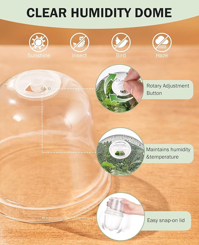 homenote Clear Nursery Pots for Plants,3 Inch Plant Pot for Planting with Humidity Domes Plastic Seedling with Drainage Holes Seed Starter Flower High Transparency (30 Pack)-VerdiqueGarden