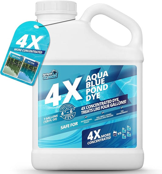 1 Gallon Aqua Blue Pond Dye 4X Concentrate, Lake & Pond Dye Blue for Aqua Colored Water, Ideal Lake Colorant, Aquashade Colorant That Protects Against Sunlight - Ideal for Fish and Wildlife-VerdiqueGarden