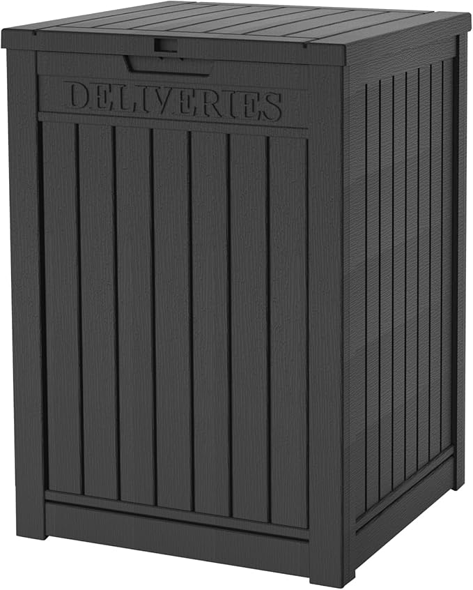 55 Gallon Outdoor Storage Box Waterproof Lockable Resin Deck Box Large, Patio Storage Bin for Pool Accessories Cushion Furniture, Garden Tools, UV-Resistant Outside Delivery Black-VerdiqueGarden