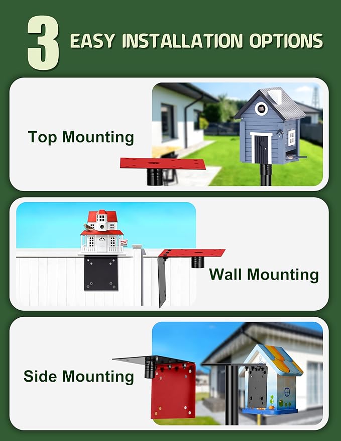 XDW-GIFTS Bird House Pole, 1 Pack 109 Inch Metal Bird Feeder Pole for Outdoor, with 5-Prong Heavy Duty Base for Birdhouse Mounting, Weather Station-VerdiqueGarden