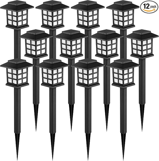 GIGALUMI Solar Outdoor Lights,12 Pack LED Solar Lights Outdoor Waterproof, Solar Walkway Lights Maintain 10 Hours of Lighting for Your Garden, Landscape, Path, Yard, Patio, Driveway-VerdiqueGarden