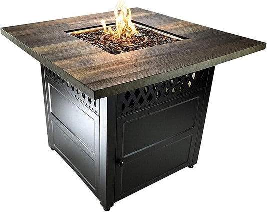 DualHeat by Endless Summer, The Harris, 38" Square Propane Gas Outdoor Fire Pit/Patio Heater-VerdiqueGarden