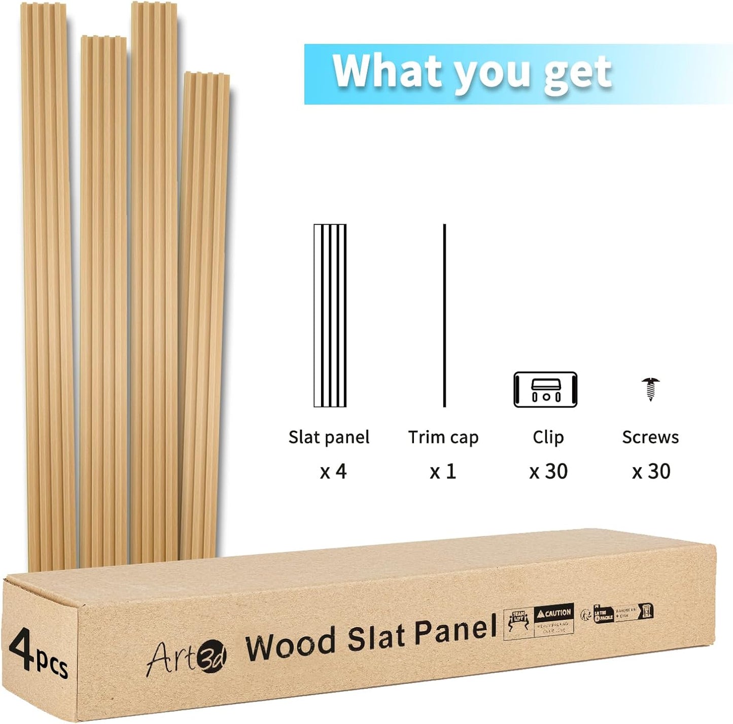 Art3d Slat Wood Wall Paneling for Interior and Ceiling Decoration - Pack of 4pcs + 1pc End-Trim, Size 108 x 5.7in.- Oak-VerdiqueGarden