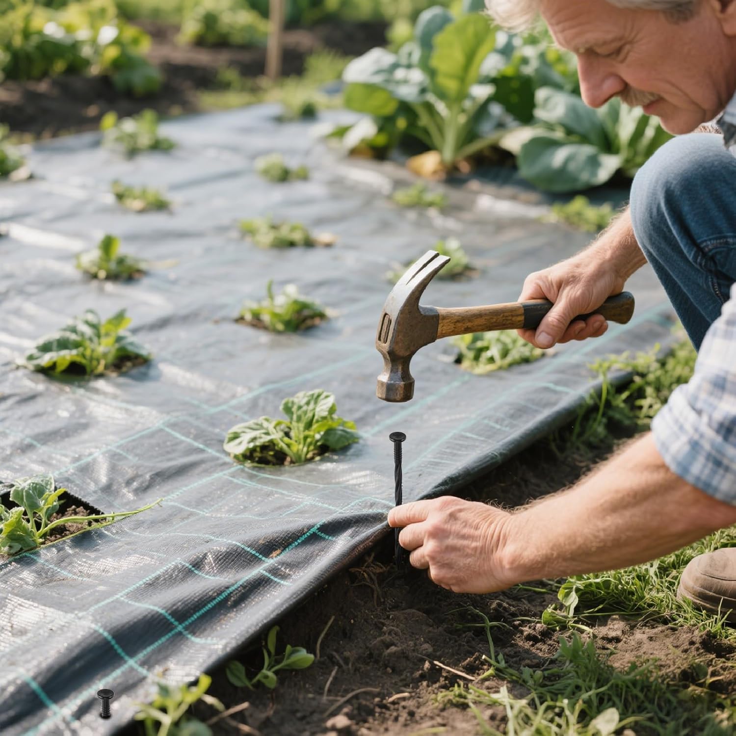 100Pcs 8-Inch Plastic Landscape Edging Spikes, Spiral Anchoring Nails for Weed Barrier, Paver Edging, Landscape Edging, Artificial Turf, Grass Pathways, and More-VerdiqueGarden