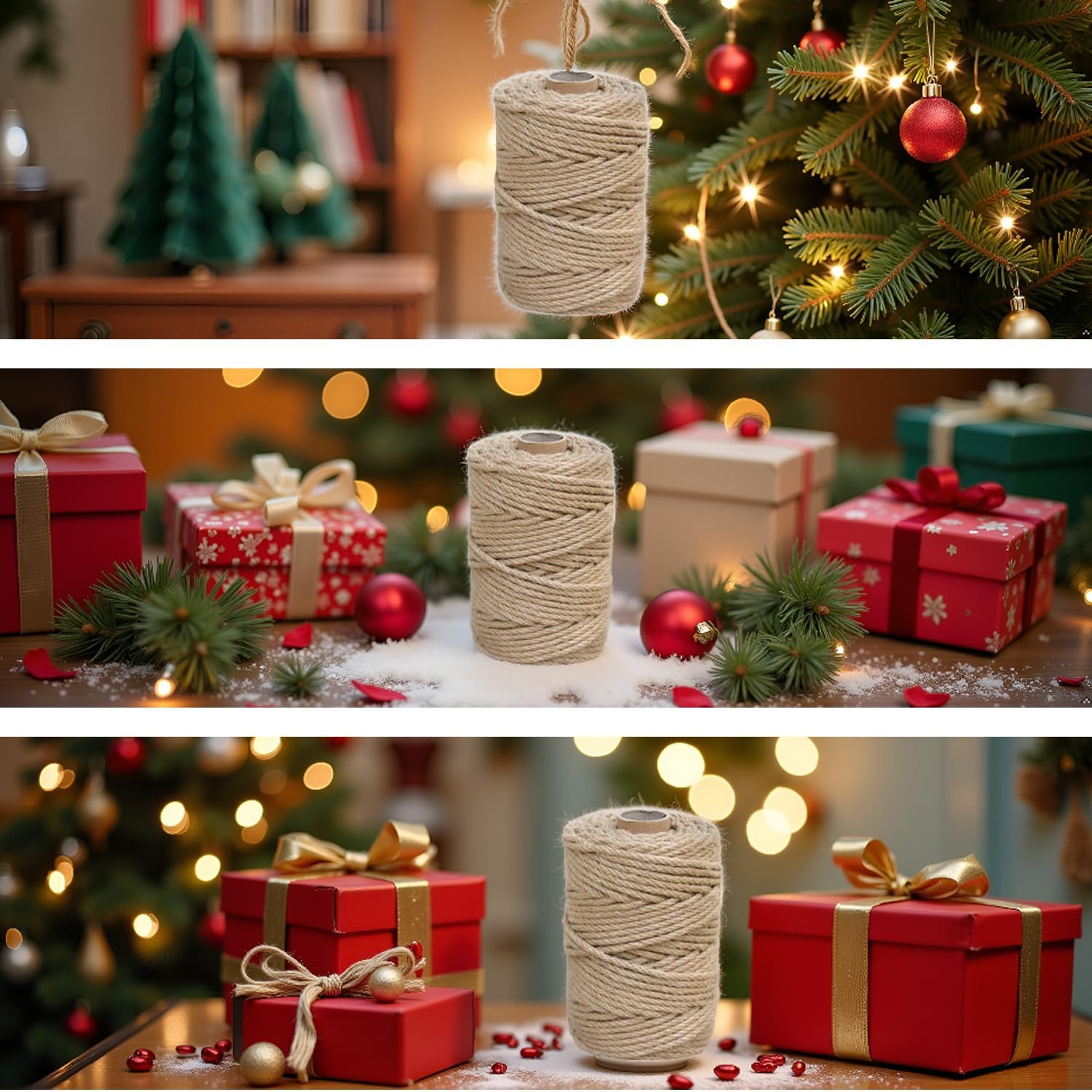 1/6 in (4 mm) X 164 Ft (50 Meters) Jute Garden Twine Rope String for Home Decorating, Cat Scratcher Post Tree, DIY Arts Crafts, Binding, Packing Material-VerdiqueGarden