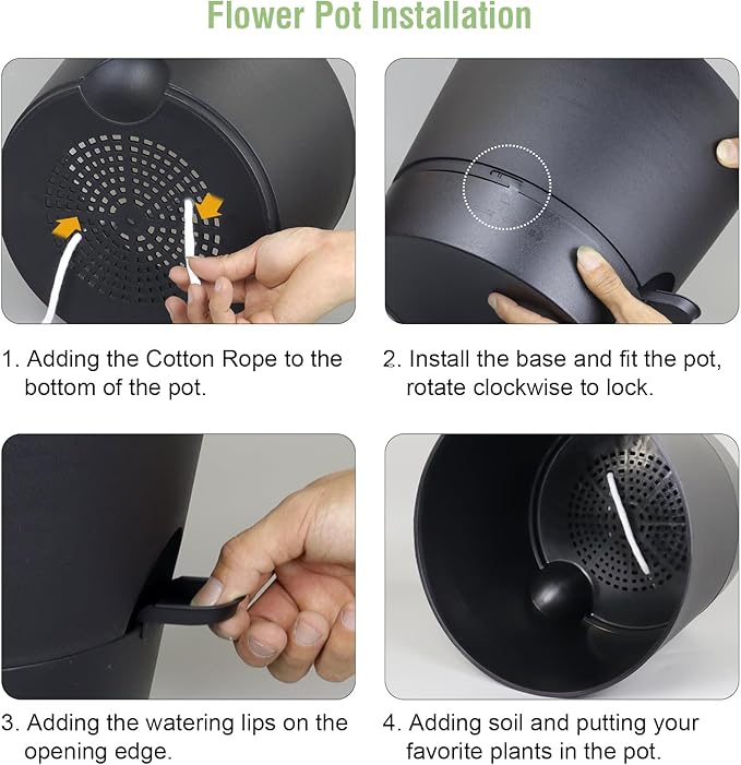 12 inch Large Self Watering Pots for Indoor Outdoor Plants, Flower Plant Pots with Mesh Drainage Holes for Garden House Plants, Plastic Planters with Reservoir for Home Decor, Black-VerdiqueGarden