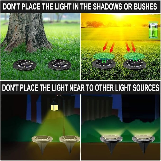 Solar Powered Ground lights 12 Pack,Waterproof LED Solar Lights Outdoor Solar Disk Lights Decorative,Solar Garden Lights for Landscape Pathway Patio Yard Walkway Path Lawn Driveway Lighting Warm White-VerdiqueGarden