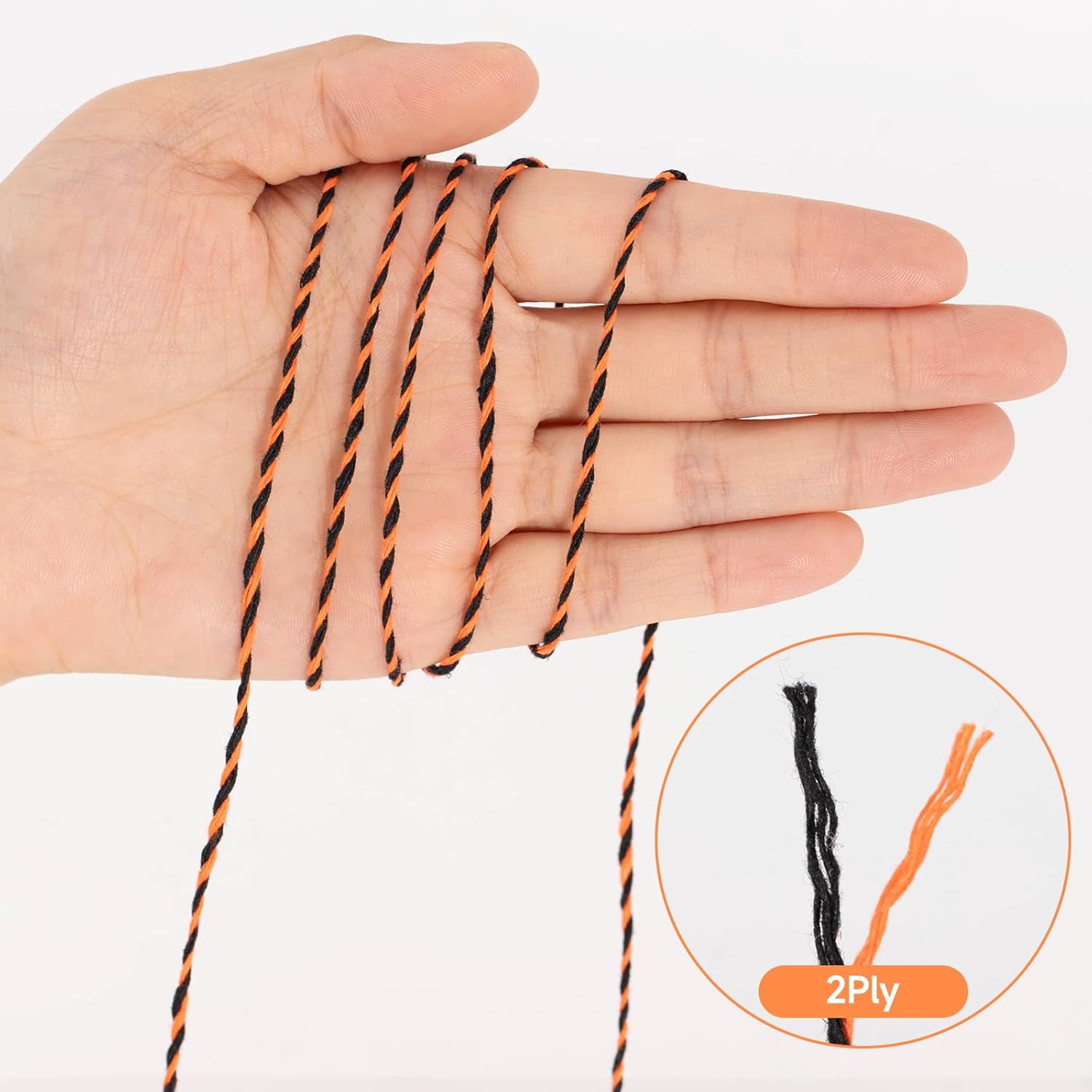 KINGLAKE Halloween Twine - Orange & Black Cotton String, 2mm, 328 Feet, DIY Crafts, Gift Wrapping, Party Decoration, Gift Tags-VerdiqueGarden