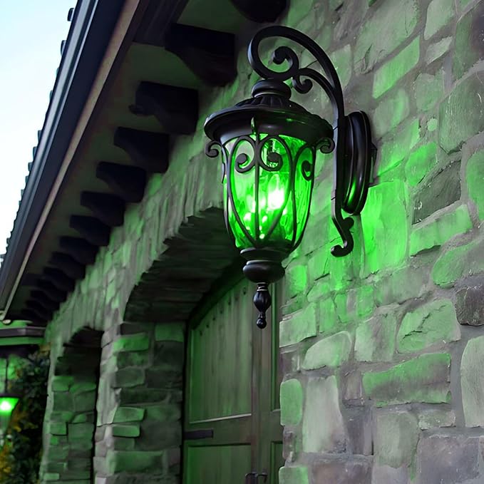 Hompavo 【Upgraded LED Flame Light Bulbs, 3 Modes Flickering Light Bulbs, E12 Chandelier Base Candle Fire Light Bulb for Halloween Christmas Party Porch Indoor & Outdoor Home Decoration, Green 6 Pack-VerdiqueGarden