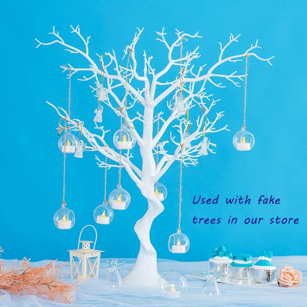 Sziqiqi Hanging Glass Globes Orbs Tea Light Candle Holders with Flameless LED Tealight for Wedding Ornaments, Wedding Birthday Christmas Party Centerpiece Accessory 2.36inch 20pcs +4 Extra-VerdiqueGarden