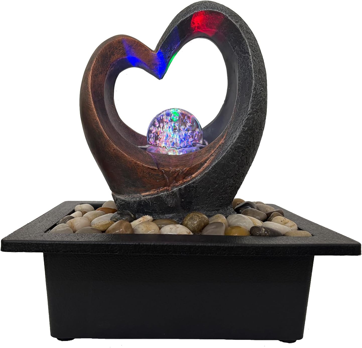 Spinning Orb Rock Cascading Tabletop Fountain, Zen Meditation Indoor Waterfall Feature with ON/Off Switch, Waterfall Fountain with LED Light for Home Office Bedroom-VerdiqueGarden