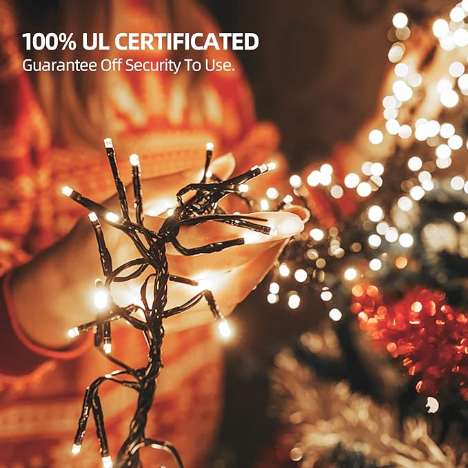 1000 LED 328ft 8 Modes with Timer Christmas String Lights IP55 Outdoor Waterproof UL Certificated Indoor Fairy Lights Garden Patio Wedding Christma Trees Parties Decoration White Light-VerdiqueGarden