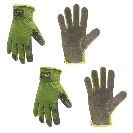 HLDD HANDLANDY 2 Pairs Leather Gardening Gloves for Men, Utility Work Gloves for Gardening, Yardwork, Construction, Mechanics, Great Garden Gifts for Men Women-VerdiqueGarden