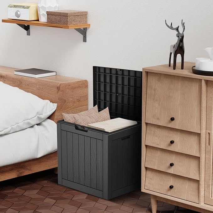 DRATO Deck Boxes, 31 Gallon Outdoor Storage Box for Patio Cushion, Sports Equipment, Garden Tools, Waterproof and UV Resistant, Lockable (Black)-VerdiqueGarden