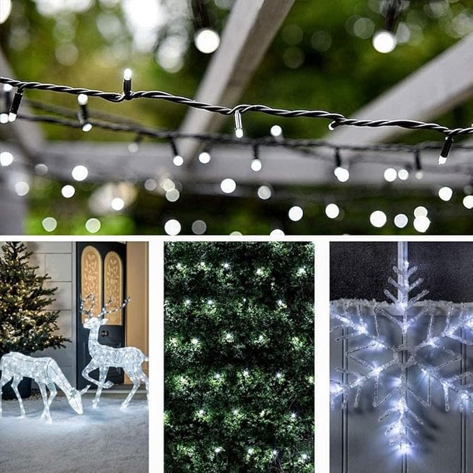 weillsnow White Christmas Fairy Lights Plug in, 200 LED 66FT Waterproof Christmas String Lights, 8 Modes with Memory for Outdoor Indoor Wedding Garden Christmas Decorations (66FT, White)-VerdiqueGarden