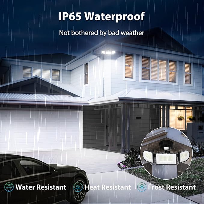 iMaihom 100W Motion Sensor Light Outdoor, 9000LM 6500K LED Security Floodlights, 3 Adjustable Head Motion Detection Light IP65 Waterproof for Yard Garage (Black)-VerdiqueGarden