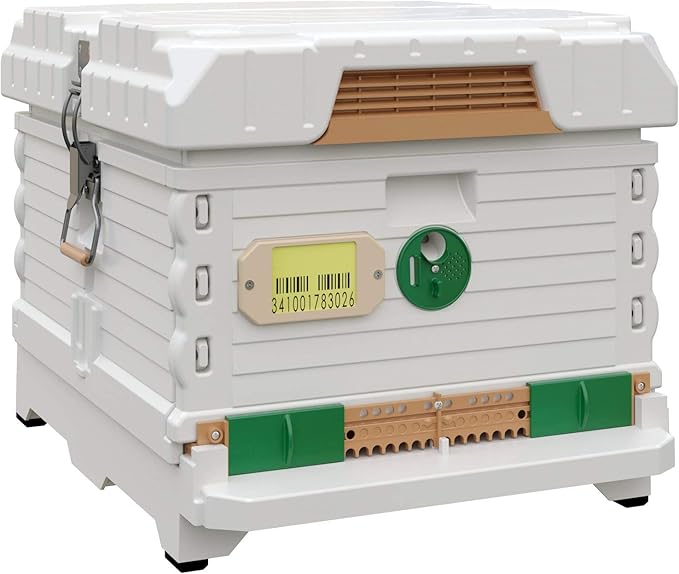 Ergo Insulated 10 Frame Bee Hive Set [NO Frames Included] (Single Hive, White Body Green Entrance)-VerdiqueGarden