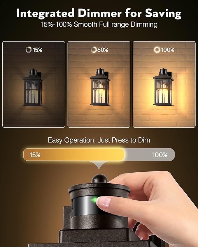 Outdoor Motion Sensor Light, 2 Pack Outside Sconce, Bronze Motion Sensor for Outside, Anti-Rust, Outdoor Light Fixture with Tempered Clear Glass for House, Garage,Entryway, Waterproof-VerdiqueGarden