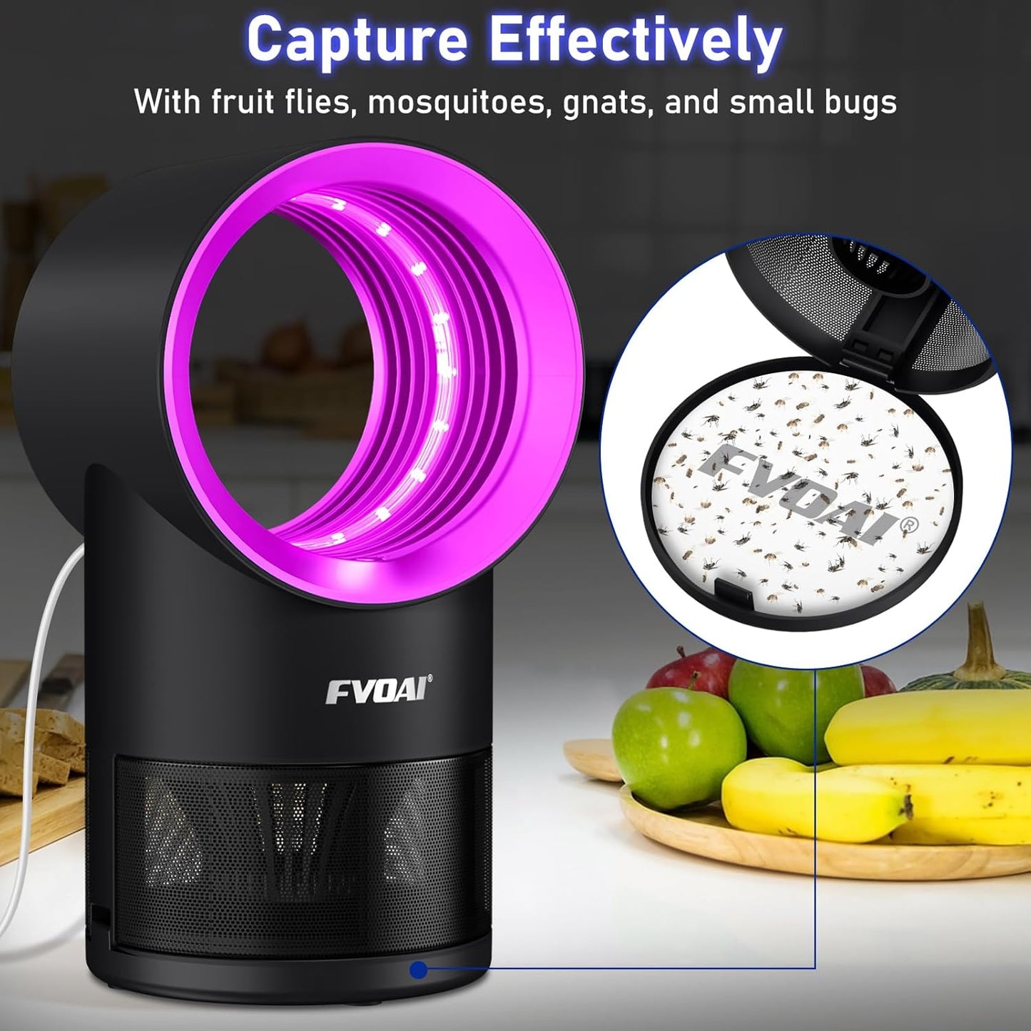 Fruit Fly Trap for Indoors, Fly Traps for Home Gnat Traps House Indoor, Indoor Insect Trap with Time Setting, 10 Sticky Glue Boards (Pink)-VerdiqueGarden