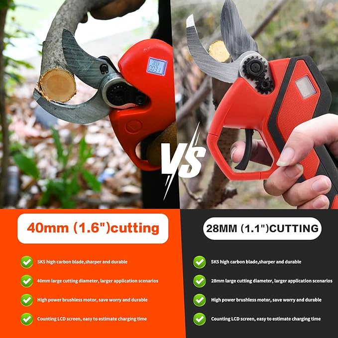 Pole Electric Pruning Shears with Portable Bag.Pole 1.6Inch(4CM) Electric Pruner for Tree Trimming Pole Tree Trimmer with 2Pcs 2000mAh Batteries(Jovant)-VerdiqueGarden