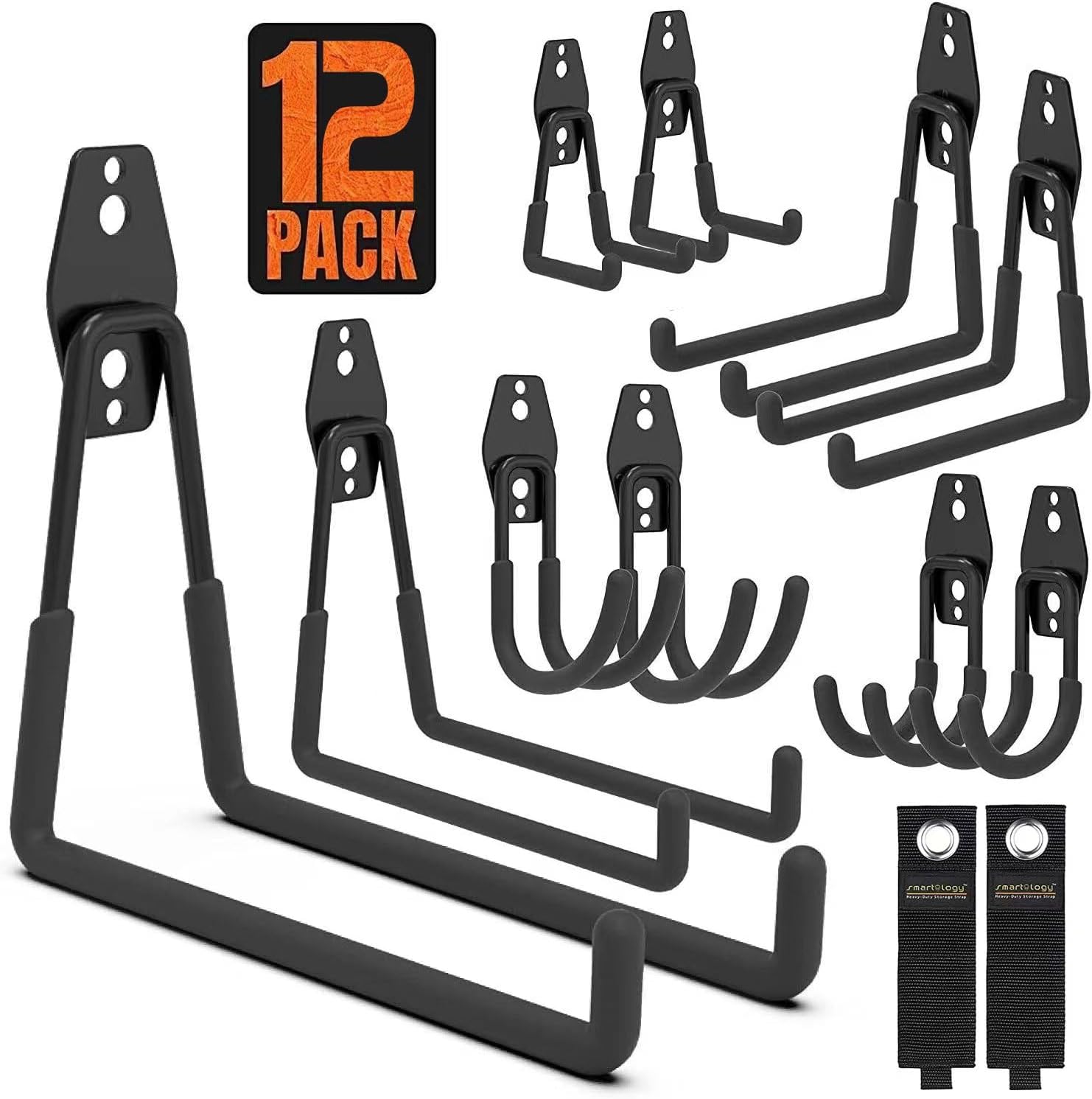 Garage Hooks, 12 Pack Wall Storage Hook Includes 2 Extension Cord Holder, Utility Organization, Heavy Duty Wall Mount Hangers for Hanging Bike, Ladder, Garden Tools-VerdiqueGarden