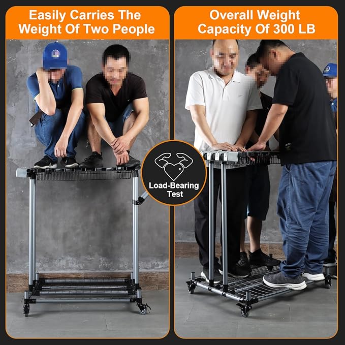 Garden Tool Storage Rack with Wheels Heavy-Duty Organizer for Garage, Yard, and Garden Tools-VerdiqueGarden