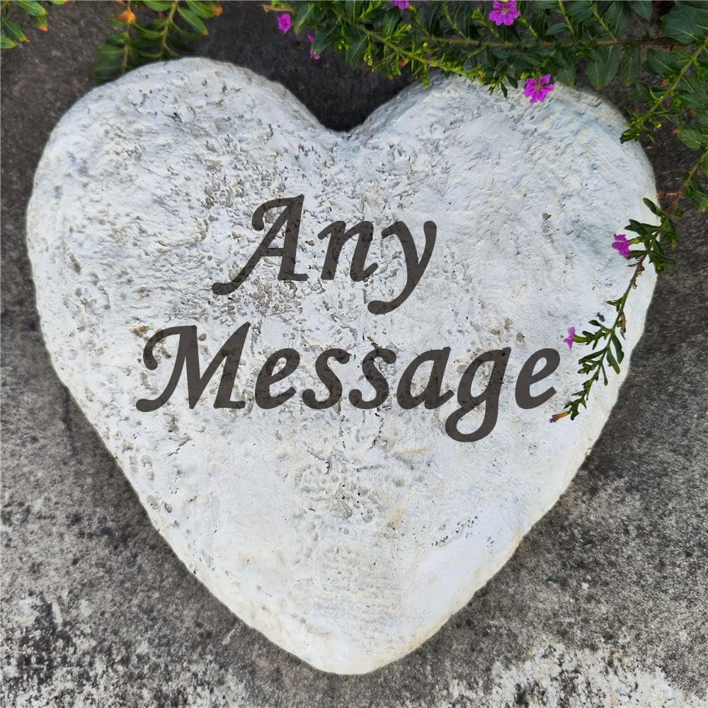Personalized Garden Memorial Stones Engraved Rocks with Any Message, Decorative Grave Memorial Plaques Rocks for Loved Ones Outside Cemetery Decoration, Resin, 8.6" x 8.6"-VerdiqueGarden