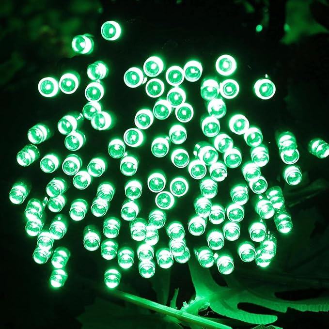 EEW 2 Pack 200 LED Solar Christmas Lights Outdoor Waterproof, Solar String Lights for Outside, Green Wire Solar Tree Light with 8 Lighting Modes for Xmas Wedding Party Garden Yard Decorations (Green)-VerdiqueGarden