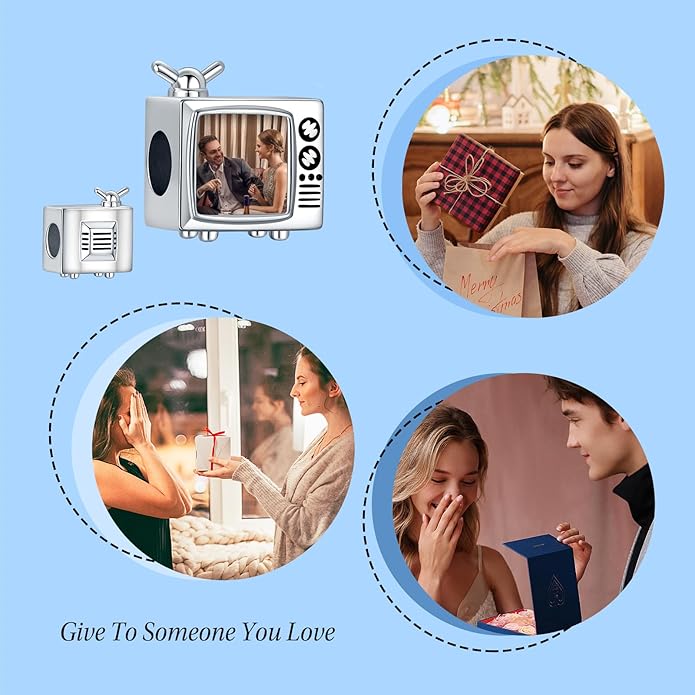 Annmors Personalized Photo Charm for Bracelet Necklaces,925 Sterling Silver Charm Love Heart Shaped Engraved Customize Picture Gift for Birthday Mother's Day Christmas,Bead Charms Jewelry for Women