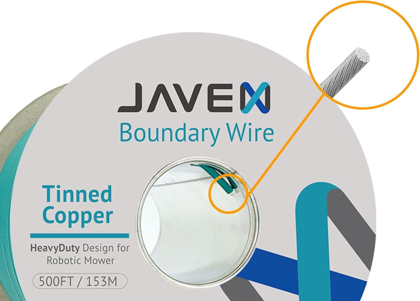 JAVEX Robotic Mower Boundary Wire [SupremeShield Protection]- Tinned Copper, Universal for Gardena, Husqvarvna, Worx & Other Auto-Mower Brands Installation Kit [3.8mm, 24x0.25mm, 3xShield], 328Ft-VerdiqueGarden