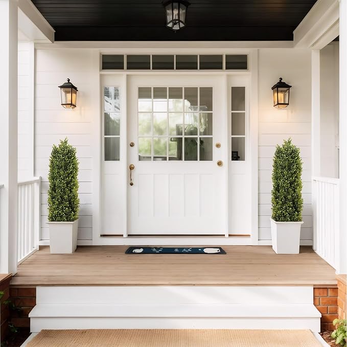 4ft Artificial Boxwood Topiary Trees (Set of 2) - UV Resistant Faux Plants for Outdoor/Indoor, Realistic 48in Fake Bushes and Shrubs for Front Porch, Planter, Patio - Low Maintenance & Evergreen-VerdiqueGarden