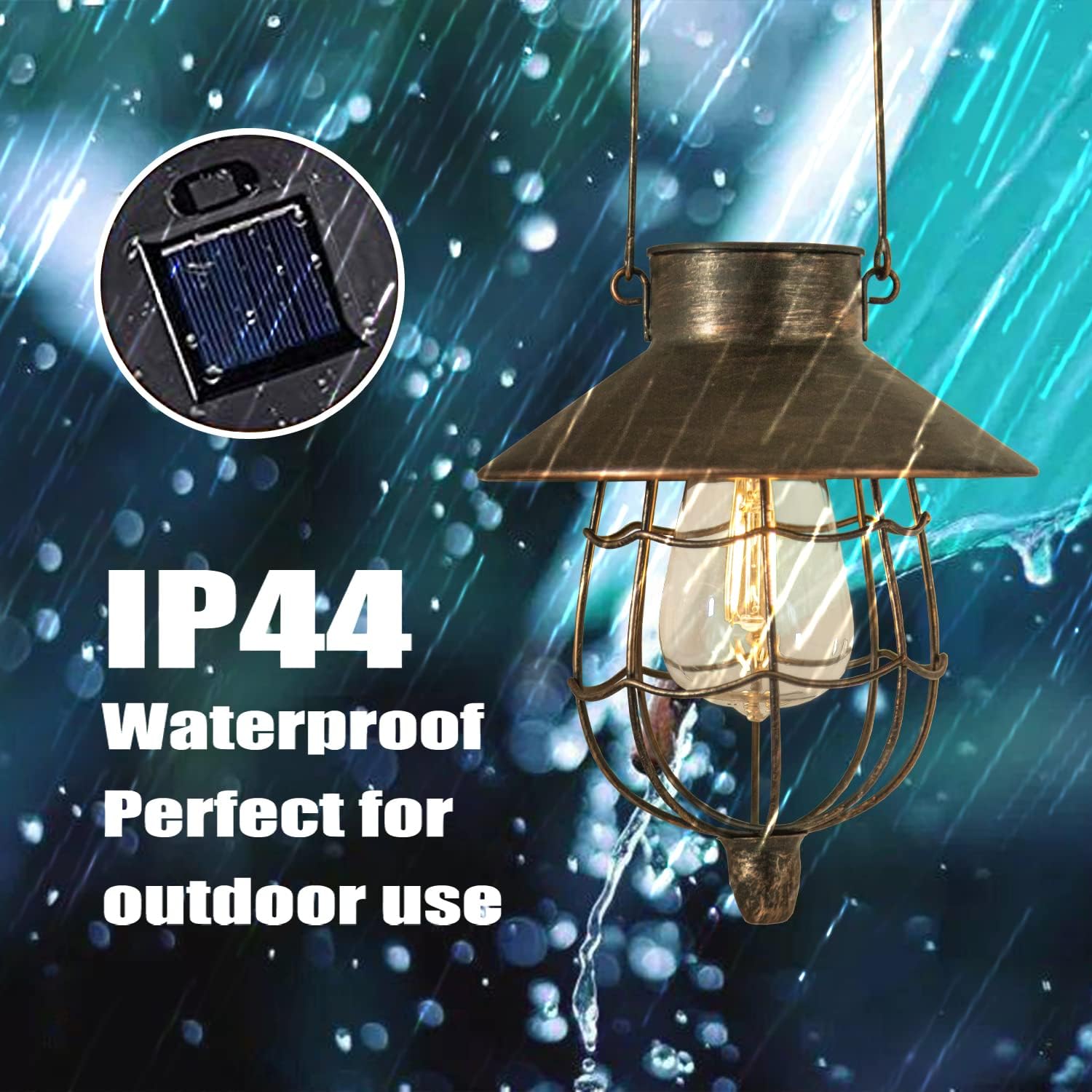 YAKii 6 Pack Solar Lantern Hanging Waterproof Outdoor Metal Solar Lamp with Warm White Light Decorate for Yard Garden Pathway Patio Porch (Antique Copper)-VerdiqueGarden