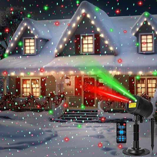 Honoson 1 Pcs Christmas Laser Projector Lights Outdoor RGB Laser Light with Remote Waterproof Motion Xmas Holiday Projector Garden Decoration for Lawns Party House (Red Green Color)-VerdiqueGarden