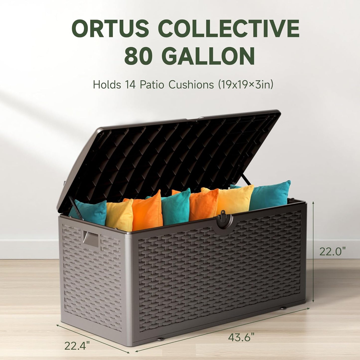 80 Gallon Deck Box, Double Layer Waterproof Resin Outdoor Indoor Storage Box, Lockable & UV Resistant Storage Bin for Patio Furniture, Garden Tools, Pool Accessories (Brown)-VerdiqueGarden