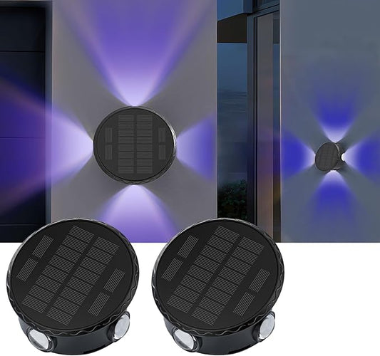 Outdoor Wall Lights - 4 LED Solar Lights for Outside - IP65 Waterproof-RGB Multicolor - Auto On/Off - 1200mAh Battery, Use on The Fence, Patio, Yard, Garden, Porch&More 2 Pack (Multicolor)-VerdiqueGarden