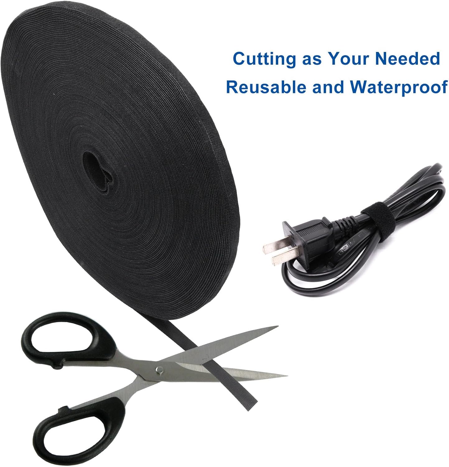 Plant Ties 131ft Feet, Plant Tape Reusable Nylon Hook and Loop Tape, Garden Strap for Climbing Plants Supports, Tree Ties for Flower Vine Tomato Branches, Cable Wire (Black)-VerdiqueGarden