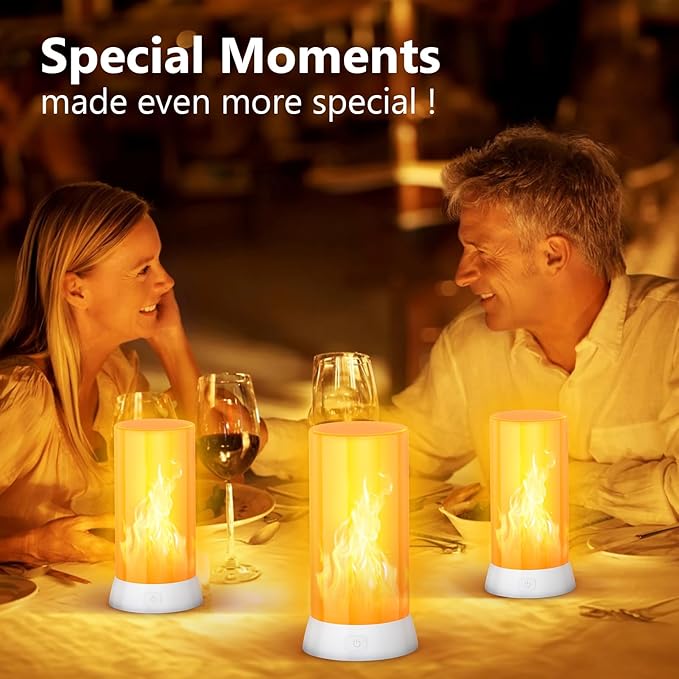 2PCS LED Flame Light, USB Rechargeable Flame Lamp with Remote & Timer, Waterproof Dimmable Flameless Candles Light for Home Party Garden Camping Halloween Christmas Decoration-VerdiqueGarden