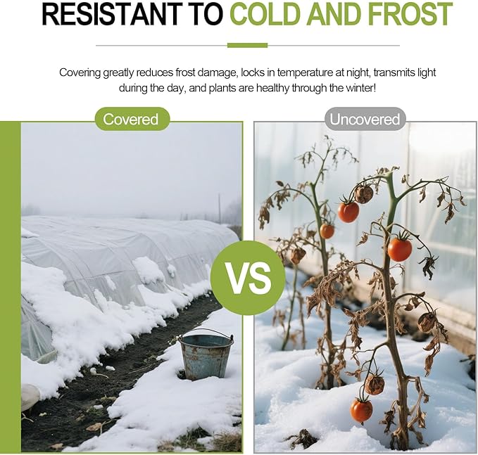 Plant Covers Freeze Protection, 10x33FT Reusable Thickened Winter Floating Row Covers, Frost Cloth Blanket Shade Cloth Garden Fabric Plant Cover for Raised Beds Vegetables Insect Winter Frost-VerdiqueGarden