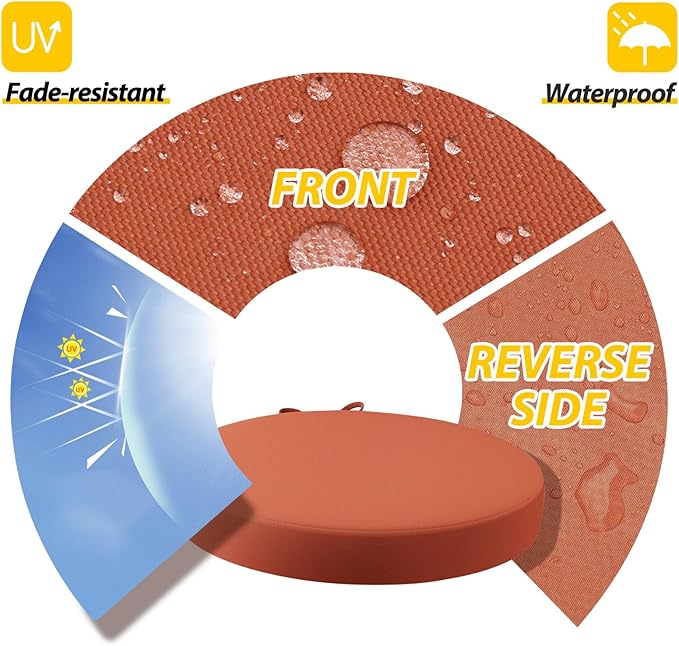 AAAAAcessories Outdoor Seat Cushions for Chairs, Waterproof, Fade-Resistant Patio Furniture Replacement Cushions, 15" x 15" x 2", Set of 2, Rust-VerdiqueGarden