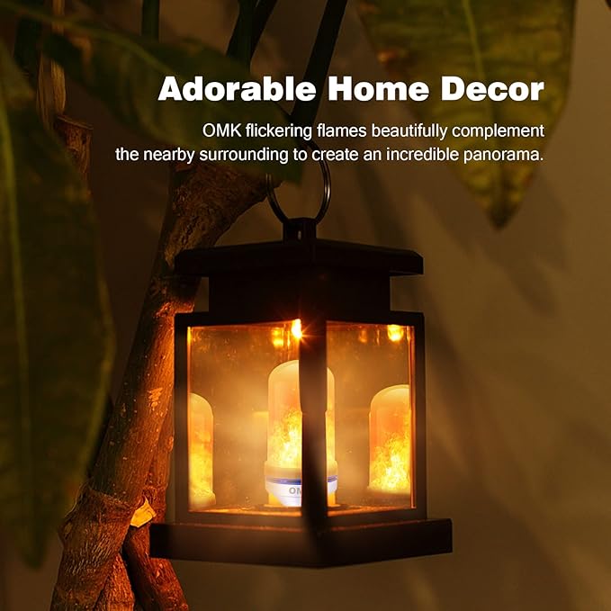 OMK 4 Pack Flickering Light Bulbs Christmas Decorations Sunlight LED Flame Effect Light Bulbs 4 Modes Fire Flickering Light Bulbs for Party Indoor Outdoor Decor Holiday Gifts-VerdiqueGarden