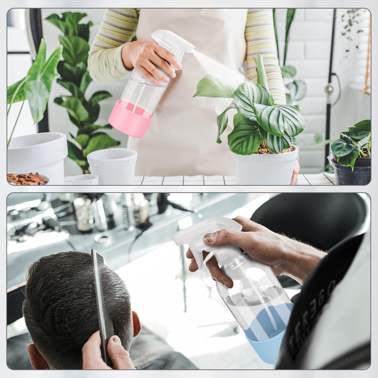 Glass Spray Bottles with Silicone Sleeve Protection, Empty 16 oz Refillable Containers, Reusable Spray Bottles with Adjustable Nozzle for Hair, Cleaning Solutions, 3 Pack Pink&Blue&Purple-VerdiqueGarden