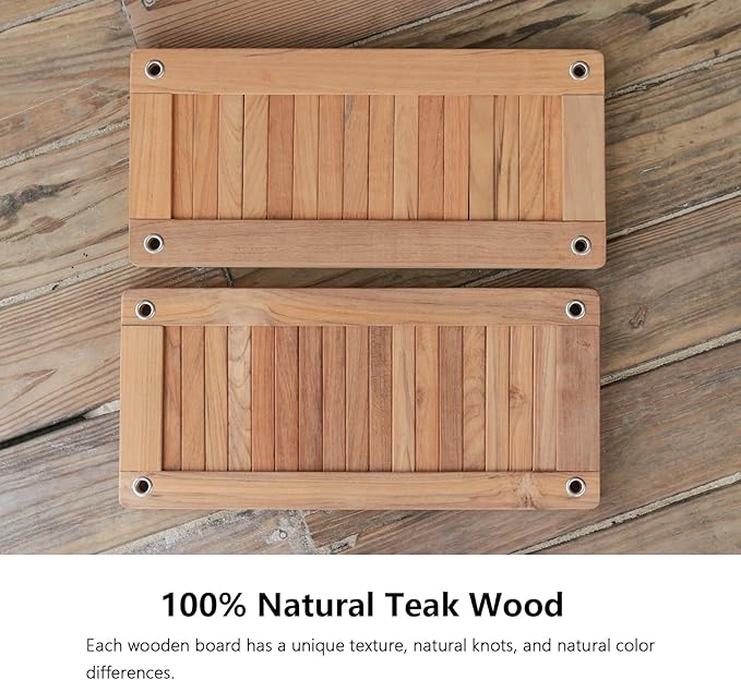 Teak Wooden Swing, Outdoor Wood Tree Swing Seat for Kids or Adults for Backyard Columpio, Height Adjustable (19.8x9inch)-VerdiqueGarden