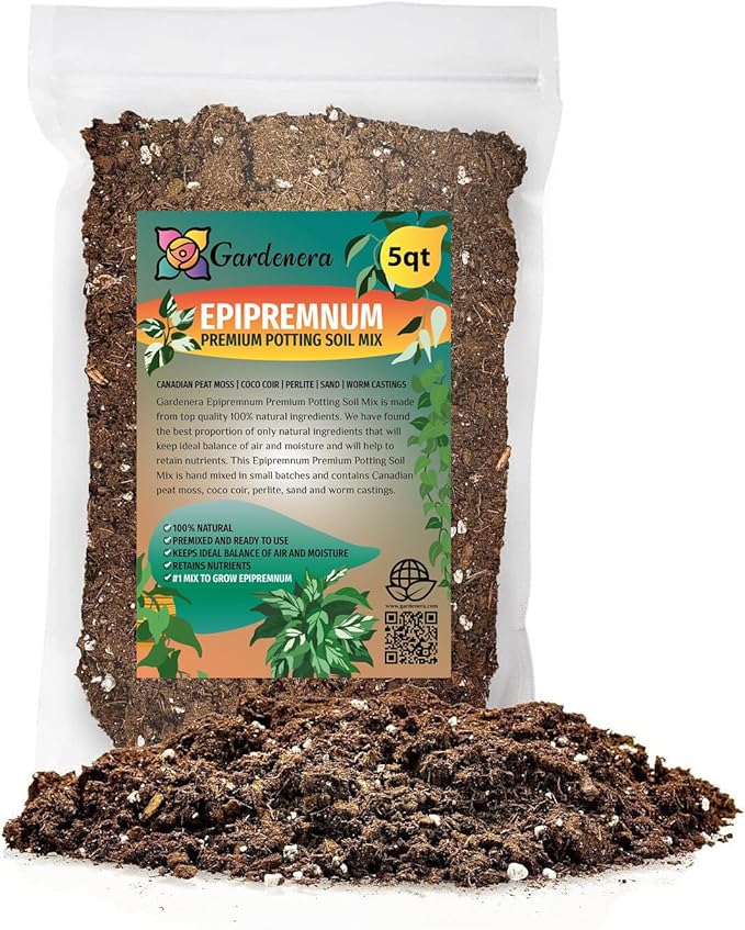 Premium Epipremnum Plant Soil Mix by Gardenera - Stimulate Growth and Elevate Foliage Beauty with Nourishing Formula - 5 Quart-VerdiqueGarden